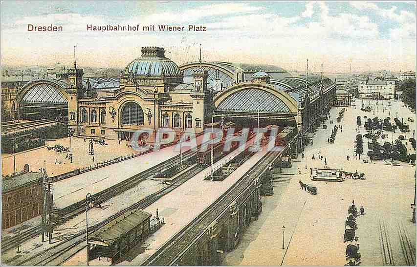 CPA Dresden - Hauptbahnhof mit Wiener Platz Train