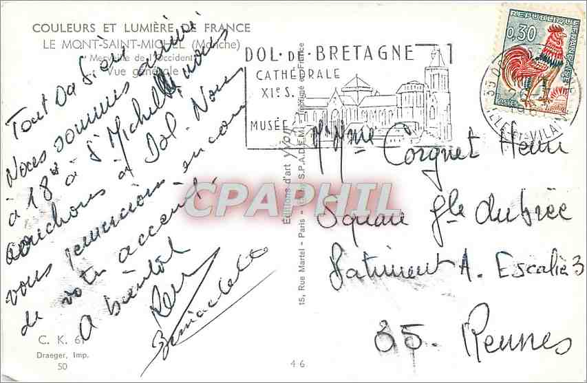 CPM Le Mont-Saint-Michel Bateau — Verso