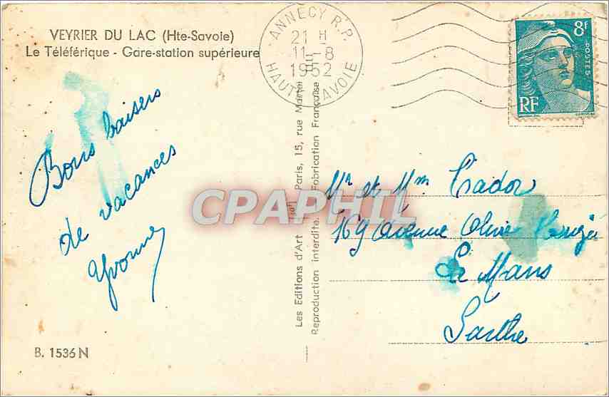 Veyrier du Lac (Haute-Savoie) — Le Téléphérique - Gare-station supérieure — Les Éditions d'Art, Paris — Rückseite