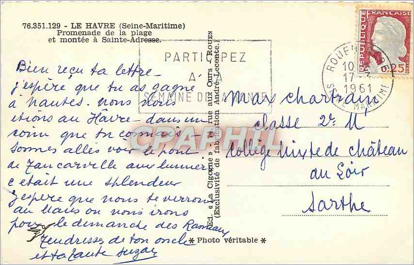 CPM Le Havre Promenade de la plage et montee a Saint-Adresse — Rückseite