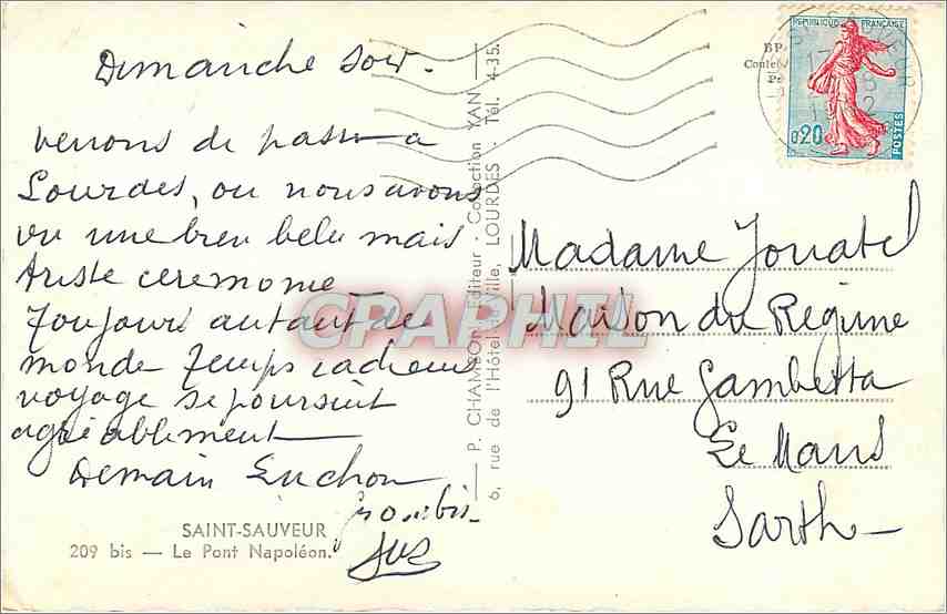 Le Pont Napoléon — Saint-Sauveur — éditeur P. Châtenon, n° 209 bis — Reverso