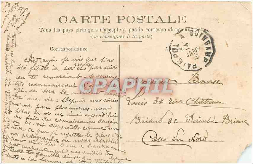 CPA Paimpol - Les Adieux de l'Islandais — Rückseite