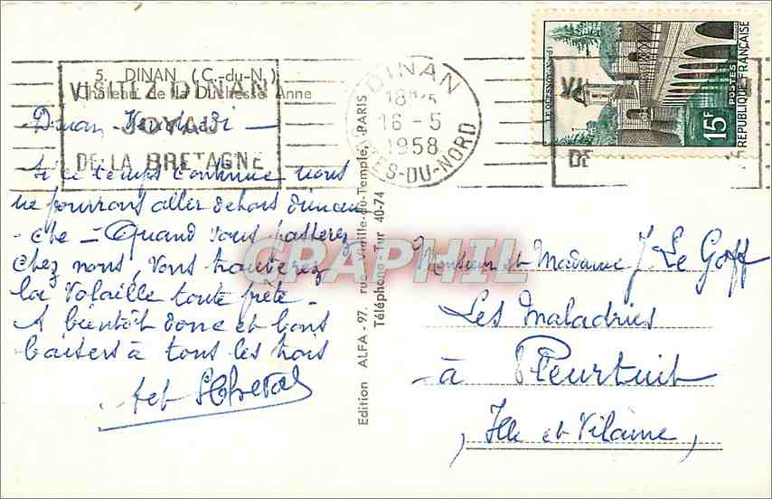 CPM Dinan Chateau de la Duchesse Anne — Rückseite