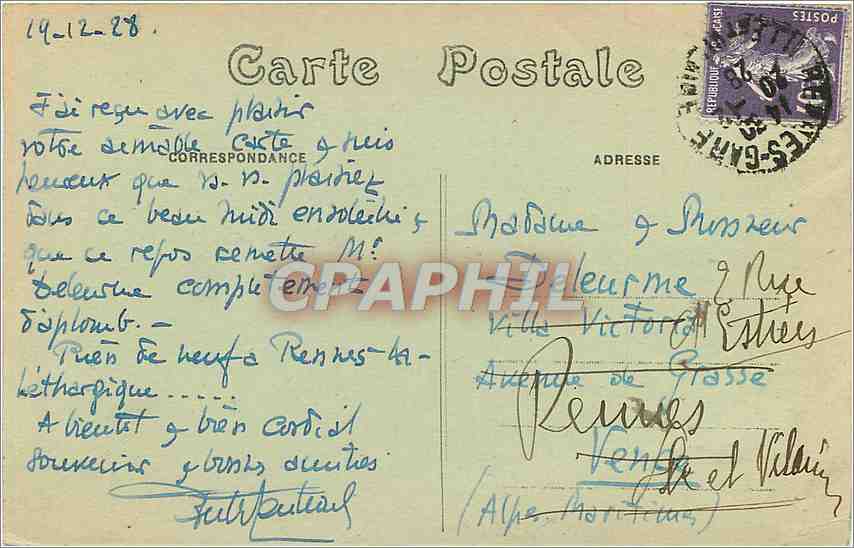 Rennes. — Asile St-Méen - Cour d'Honneur — A. Lamiré, Éditeur, Rennes — Rückseite