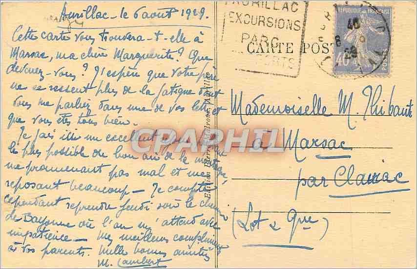CPA L'Auvergne - Marmanhac Chateau de la Voute — Rückseite
