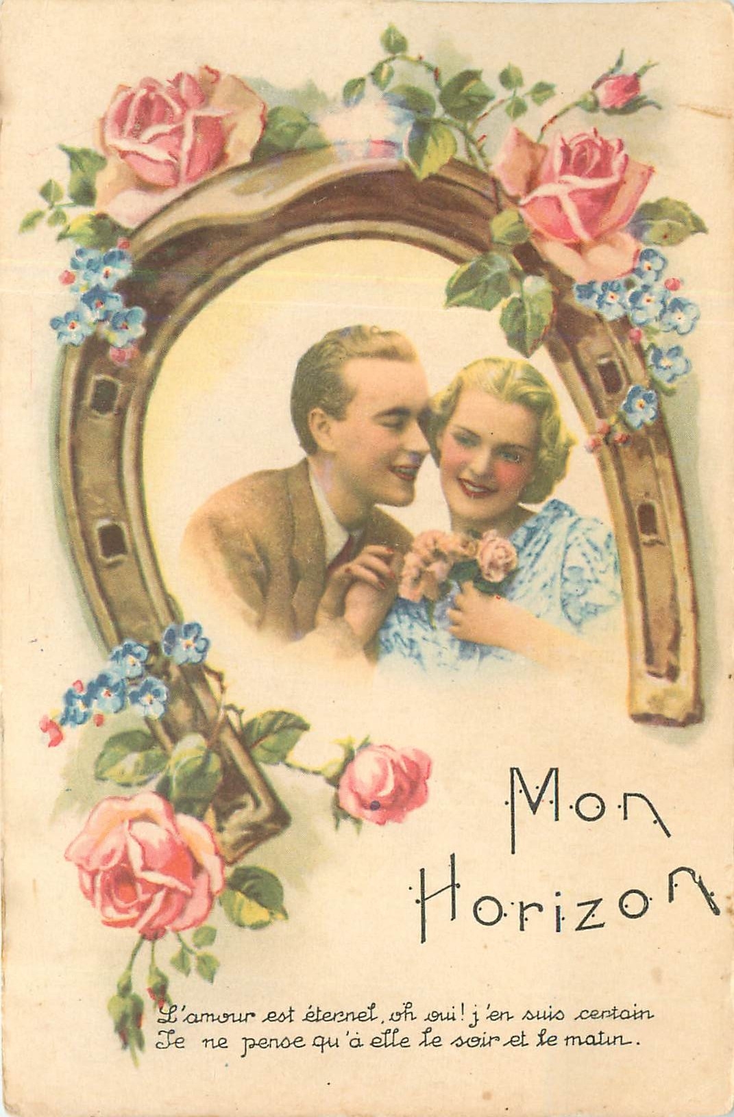 CPA Mon Horizon Femme Fer a cheval