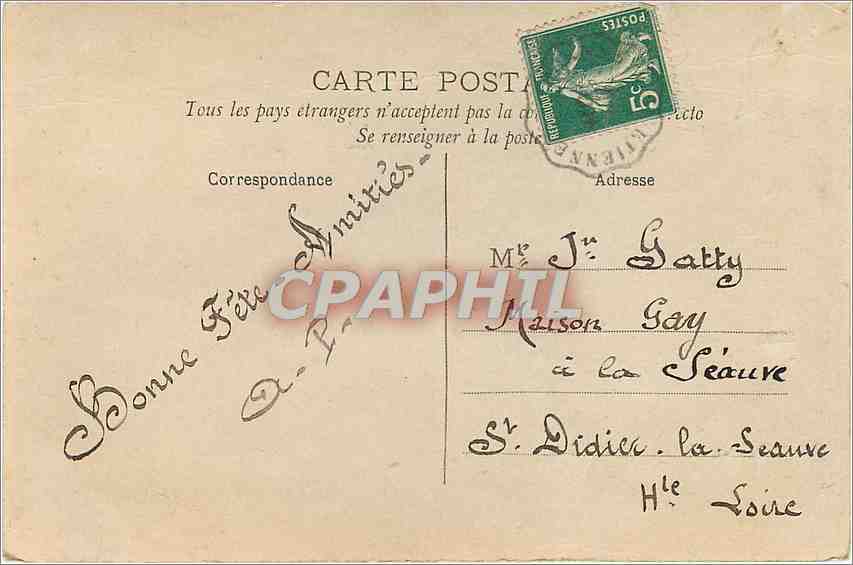 CPA Bonne Fete Homme — Verso