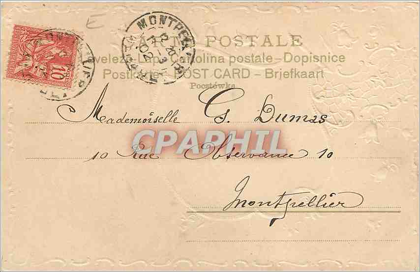 Portrait de femme — carte postale datée 13 juillet 1904 — éditeur Eugène Perrot — Reverso