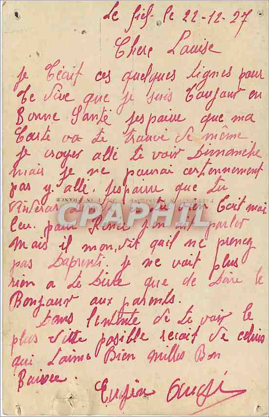 CPA Femme Enfant — Rückseite