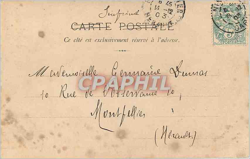 Femme en robe colorée tenant une colombe — 'Messagère d'amour' — Nima, n° de série non lisible — Achterkant