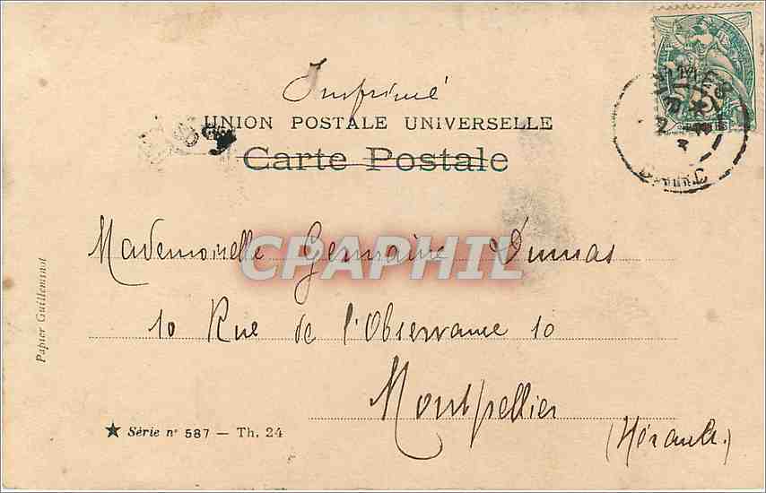 Femme en costume de marin avec ailes — publicité pour 'Boîte aux Nopetes' — Walery, Paris — Achterkant