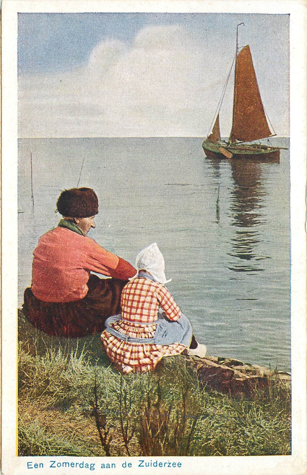 CPA Een Zomerdag aan de Zuiderzee Folklore Bateau