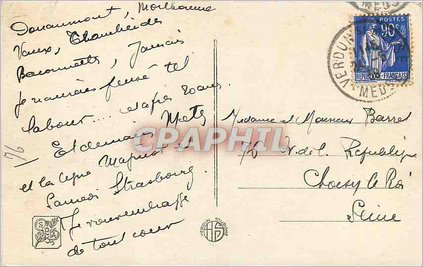 CPA Cimetiere National de Douaumont — Rückseite