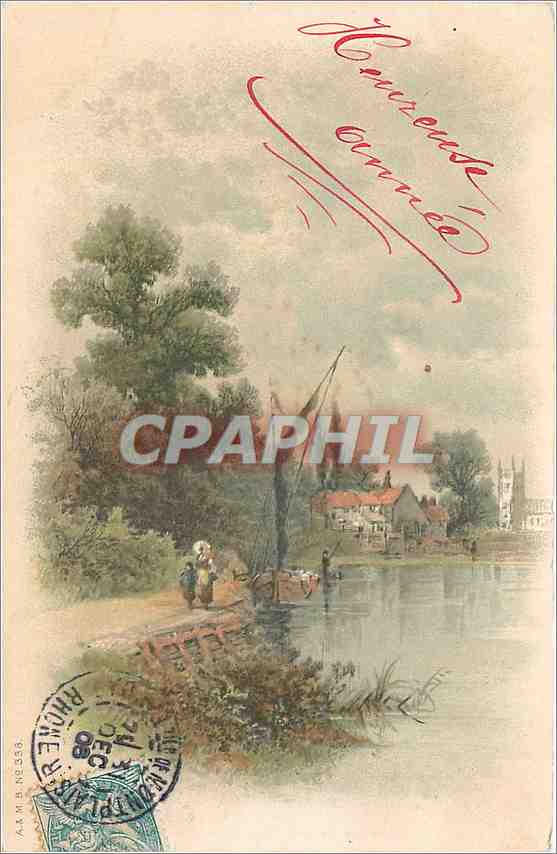 CPA Heureuse Annee Bateau