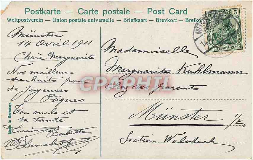 CPA Frohe Ostern Poules Coq Poussins — Rückseite