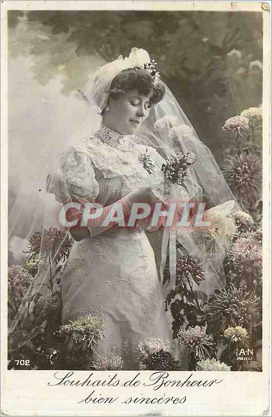 CPA Souhaits de Bonheur bien sinceres Femme Mariage
