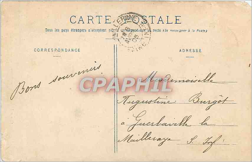 CPA Femme — Verso