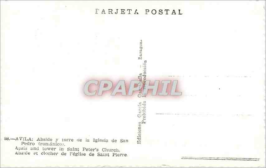 CPM Avila: Abside et clocher de l'eglise de Saint Pierre — Rückseite