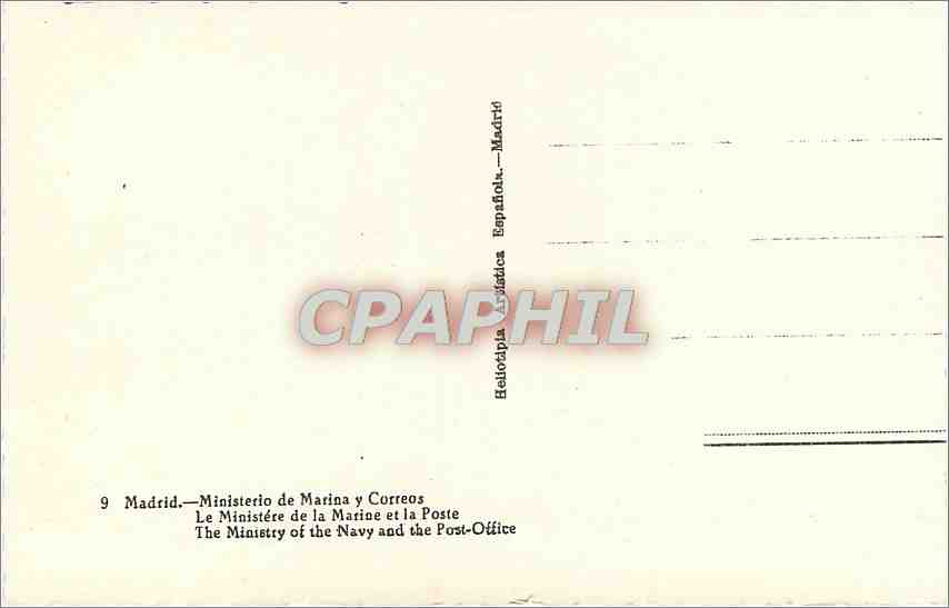 CPM Madrid - Le Ministere de la Marine et la Poste — Back