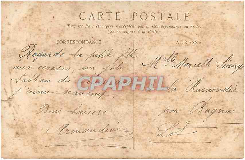 CPA Musse du Louvre John Russell Jeune Fille aux Cerises — Rückseite