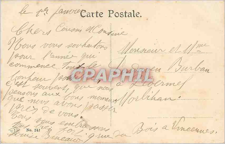 CPA Bonne et heureuse Annee Femme Enfant Avion Aviation — Verso