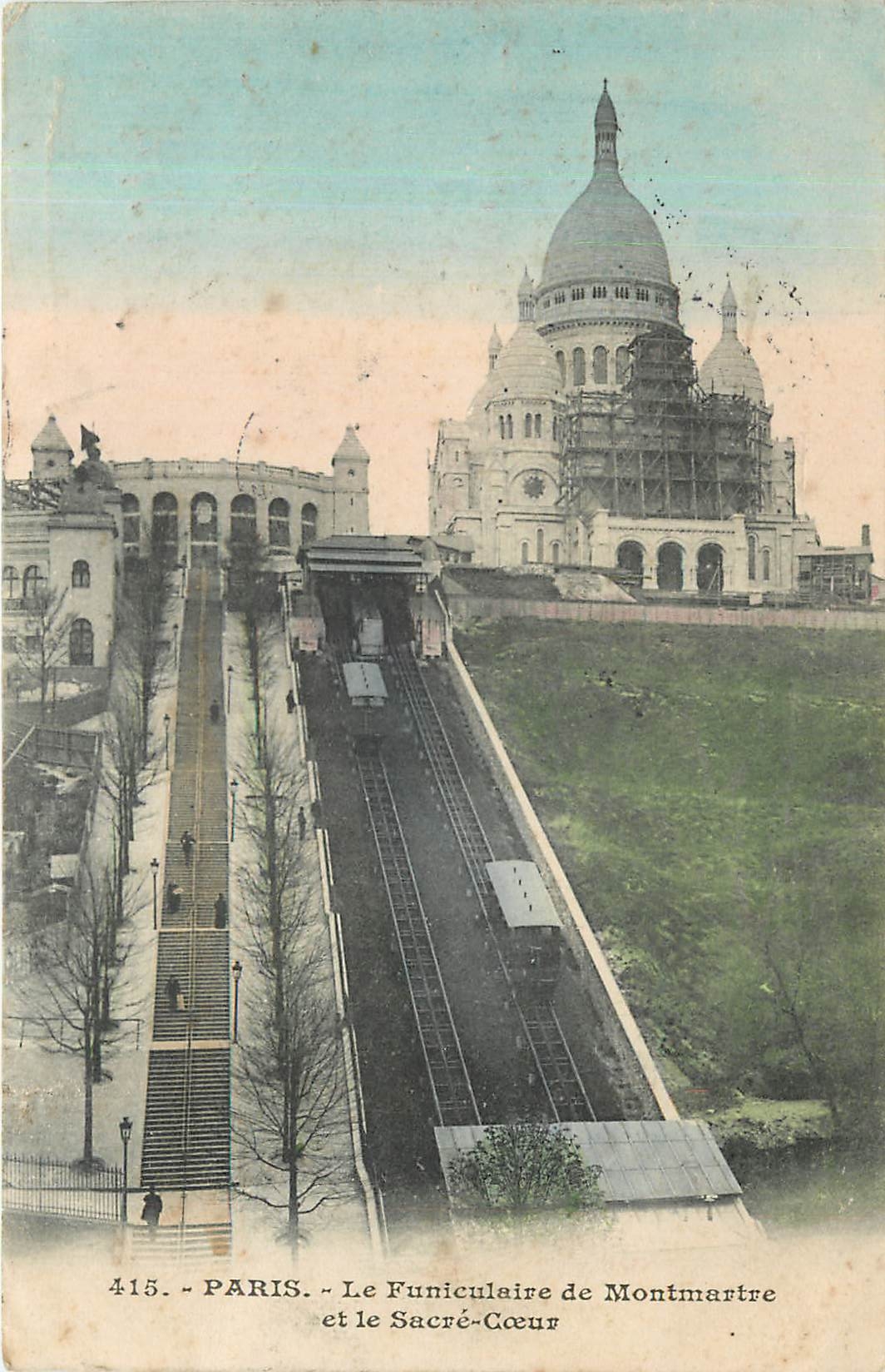 CPA Paris - Le Funiculaire de Montmartre et le Sacre-Coeur