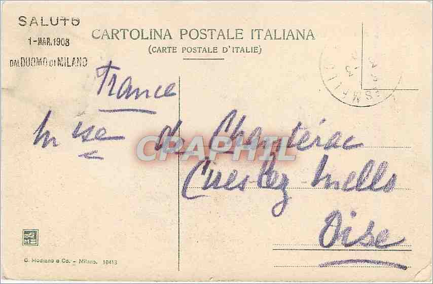 CPA Milano - Il Duomo — Rückseite