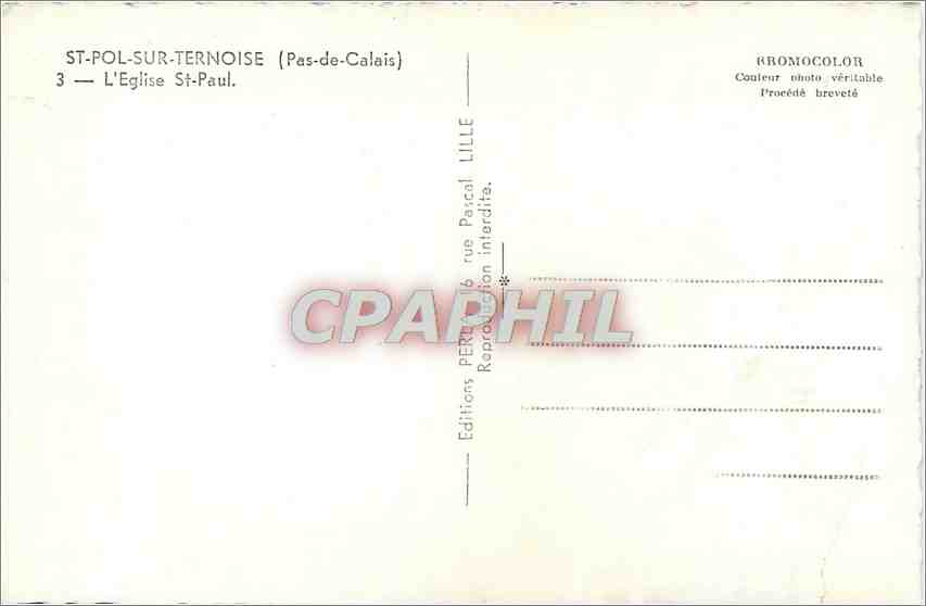 CPM St-Pol-sur-Ternoise L'Eglise St.-Paul — Rückseite
