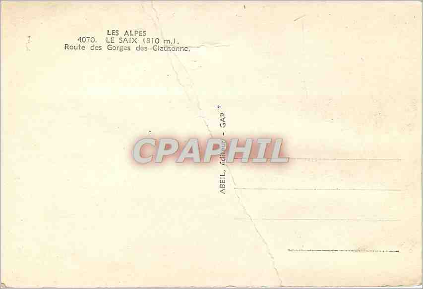 CPA Le Saix - Route des Gorges des Clausonne — Verso