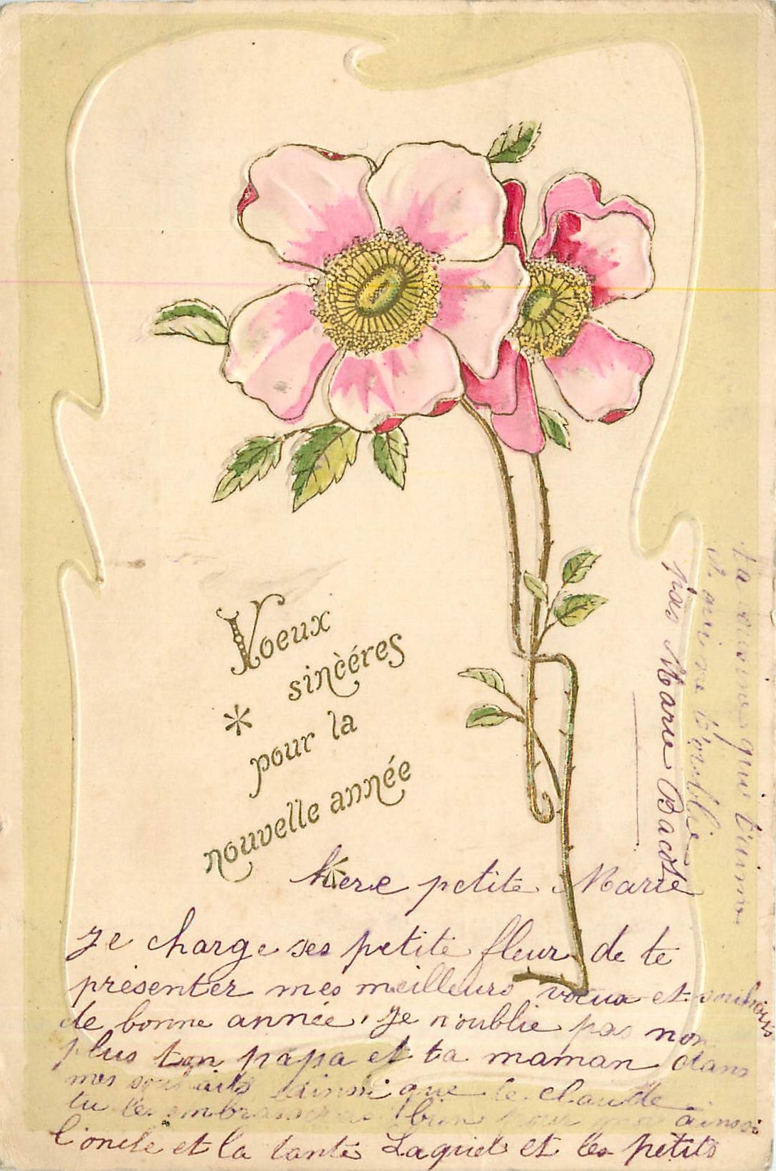 CPA Voeux sinceres pour la nouvelle annee Fleurs