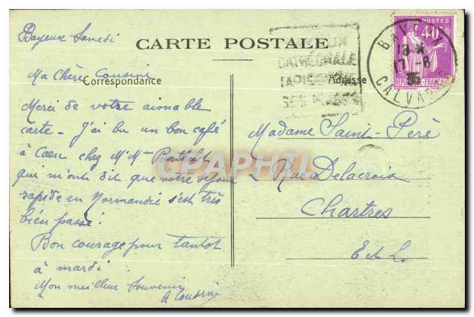 Bayeux — La Cathédrale se reflétant dans l'Abreuvoir — Collection R. D. — Reverso