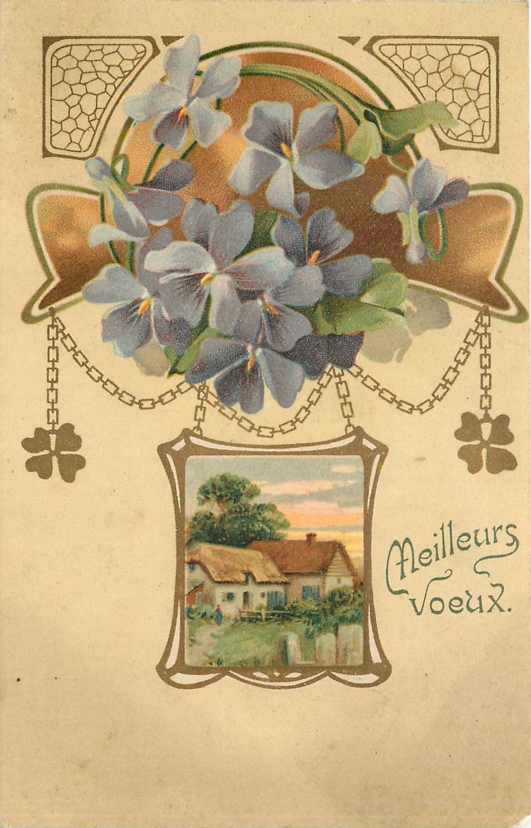 CPA Meilleurs Voeux Fleurs