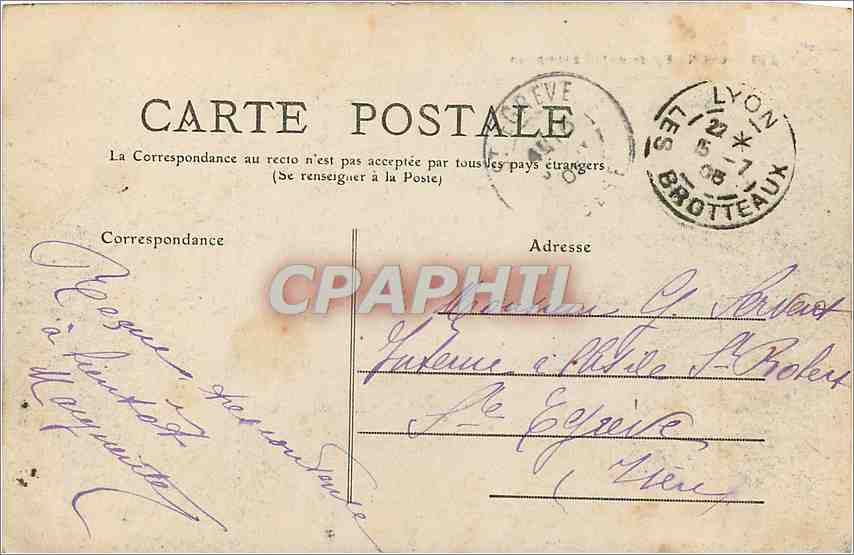 CPA Lyon Eglise de la Redemption  — Verso