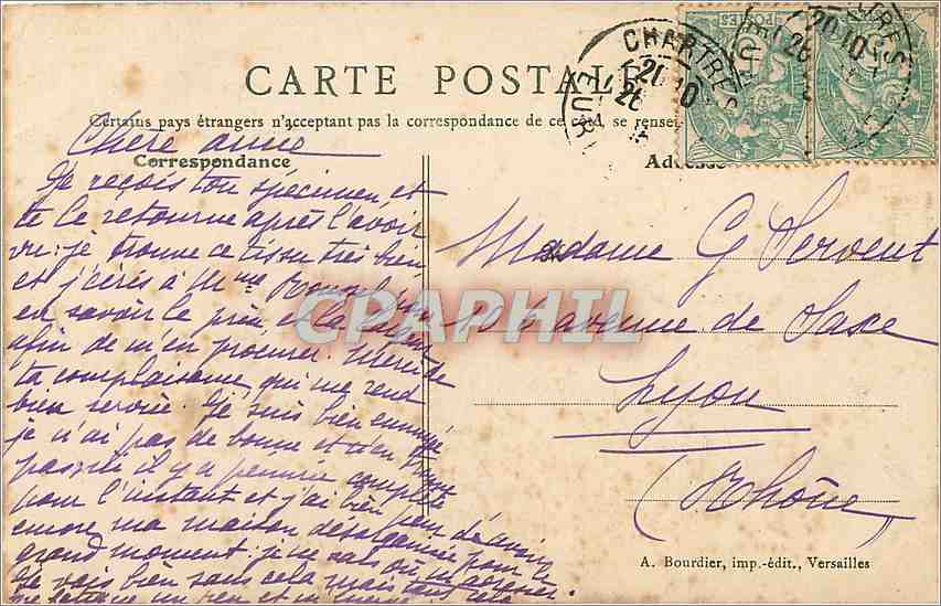 CPA Chartres E et L Marche aux Legumes place Billard  — Verso