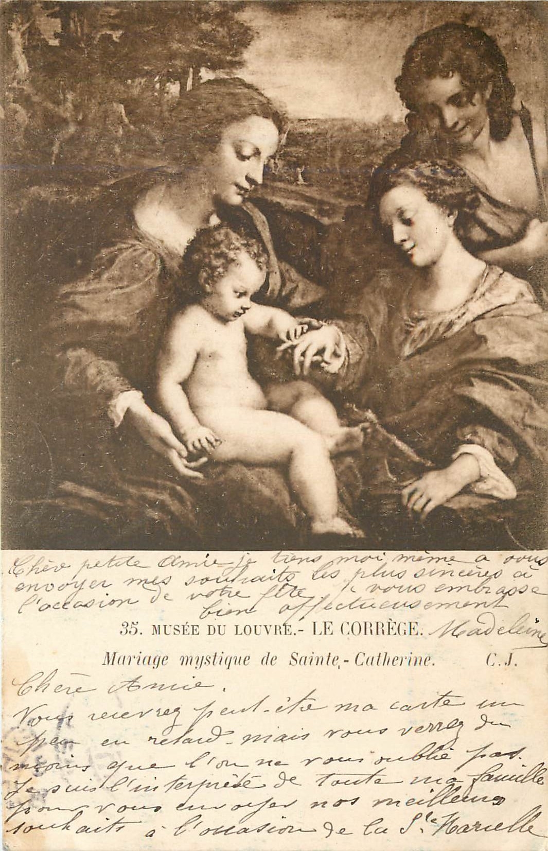 CPA Musee du Louvre Le Correge Mariage mystique de Sainte Catherine 