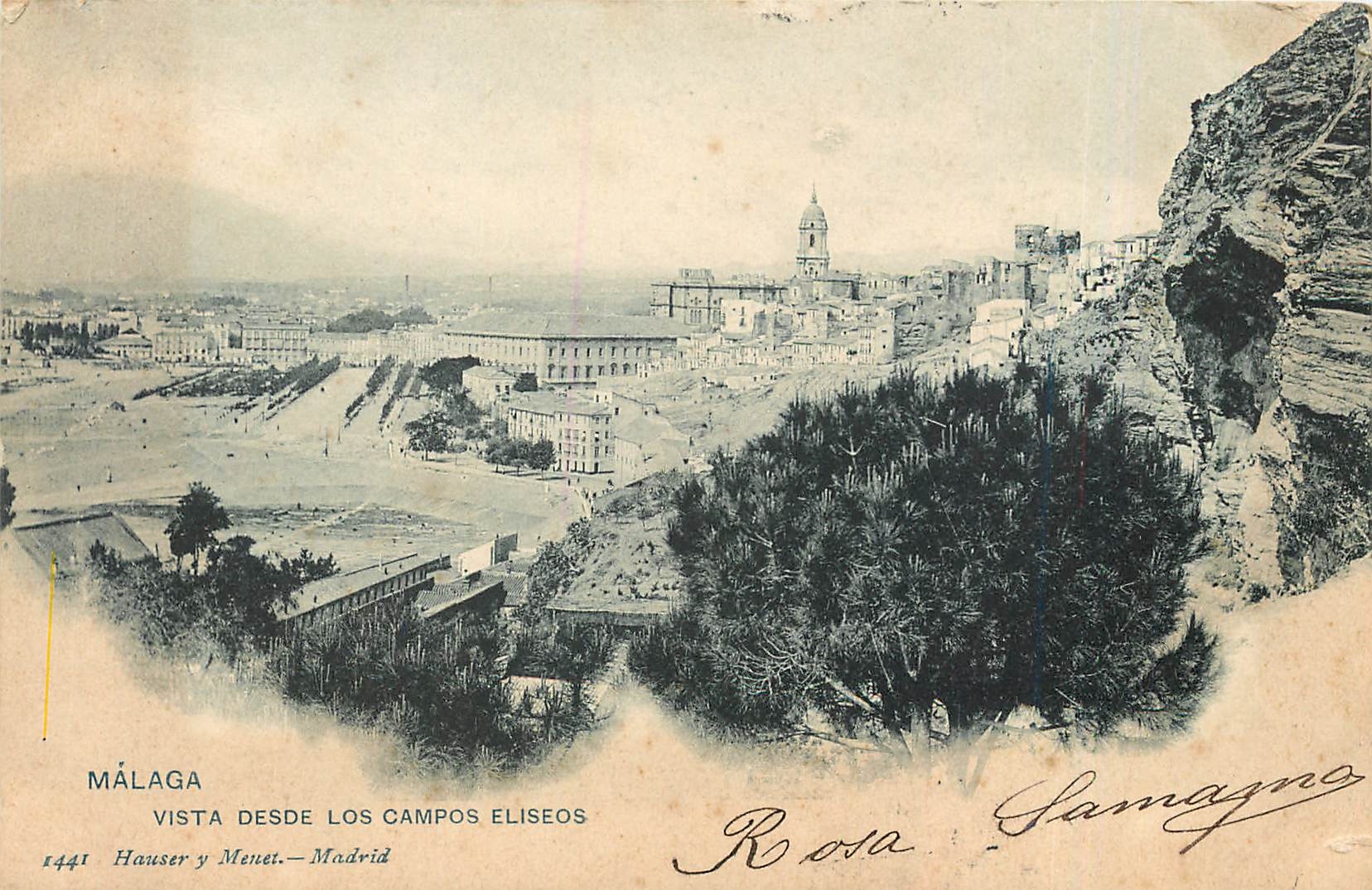 CPA Malaga Vista Desde Los Campos Eliseos 