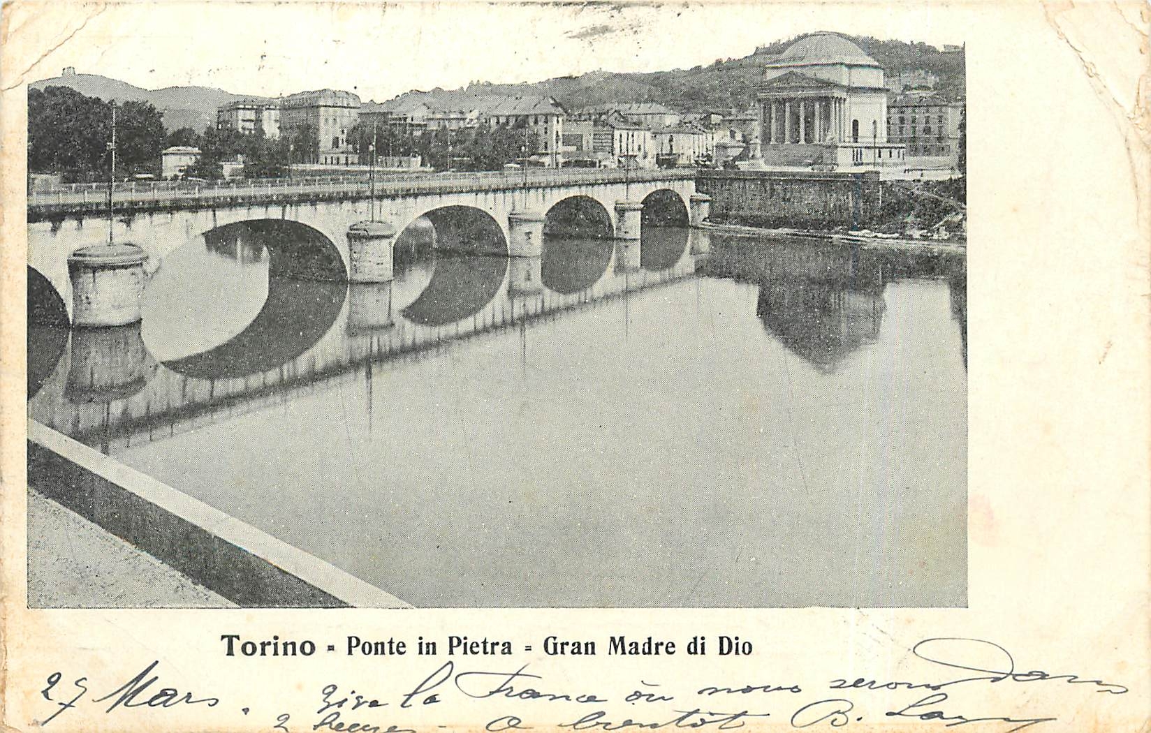 CPA Torino Ponte in Pietra Gran Madre di Dio 
