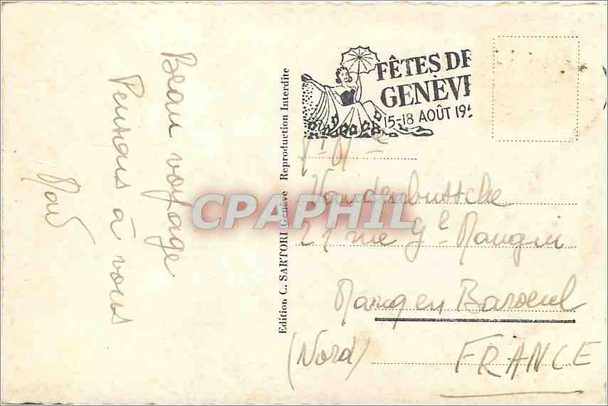 CPM Geneve Vue Generale Bateau — Verso