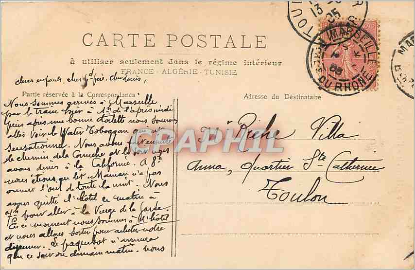 CPA Marseille Notre Dame de la Garde  — Rückseite