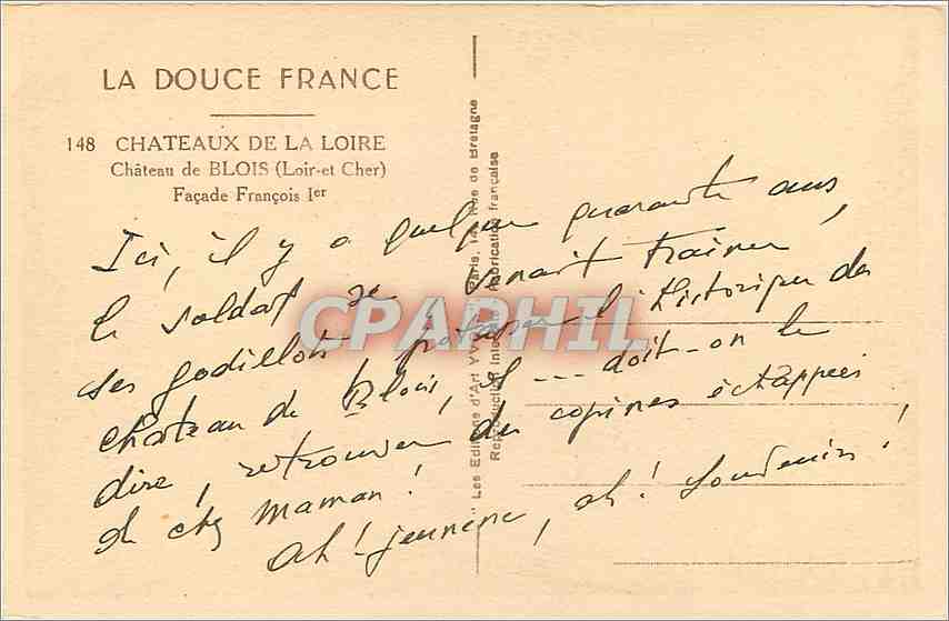 CPA Chateaux de la Loire Chateau de Blois Loir et Cher Facade Francois 1er  — Verso
