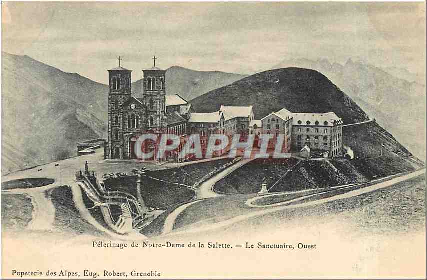 Pèlerinage de Notre-Dame de la Salette — Le Sanctuaire, Ouest — Papeterie des Alpes, Eug. Robert, Grenoble