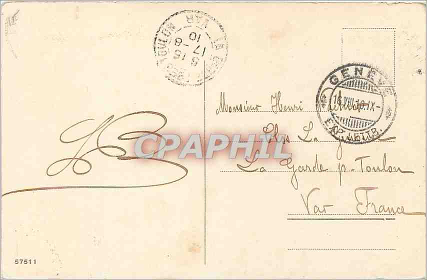 CPA Geneve Le Port Bateau — Verso