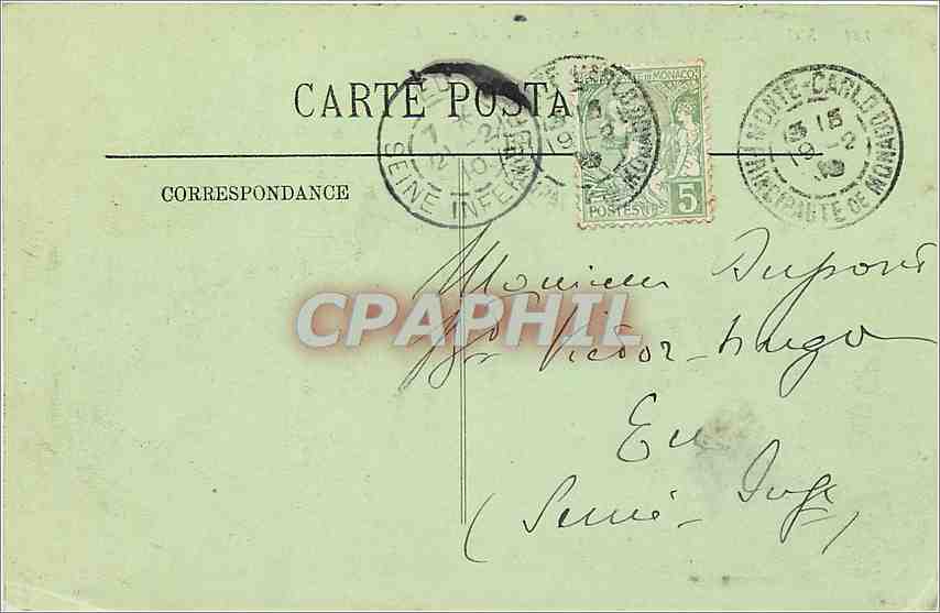 CPA Monte Carlo Le Riviere Palace Hotel  — Rückseite