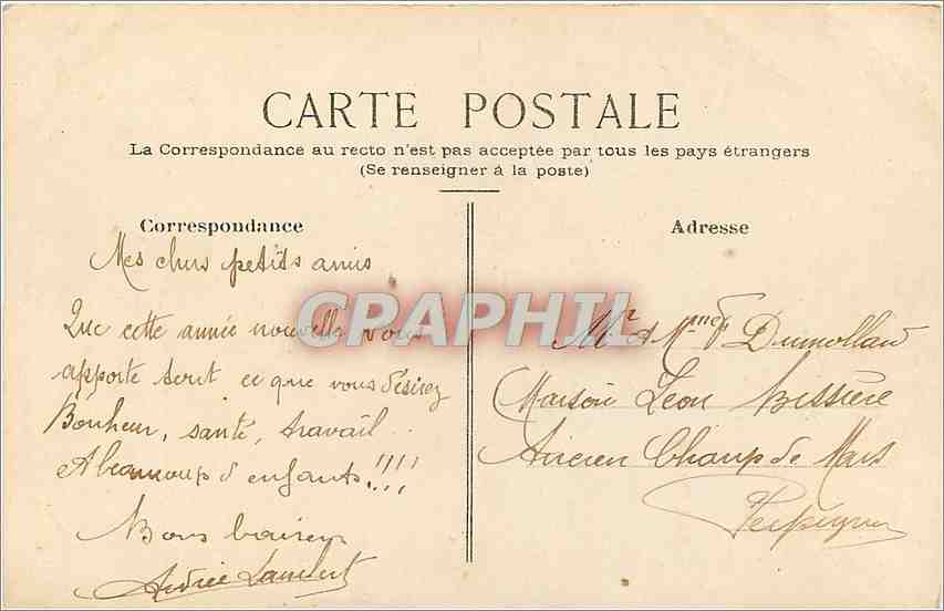 CPA Bonne Annee Femme Fleurs — Rückseite