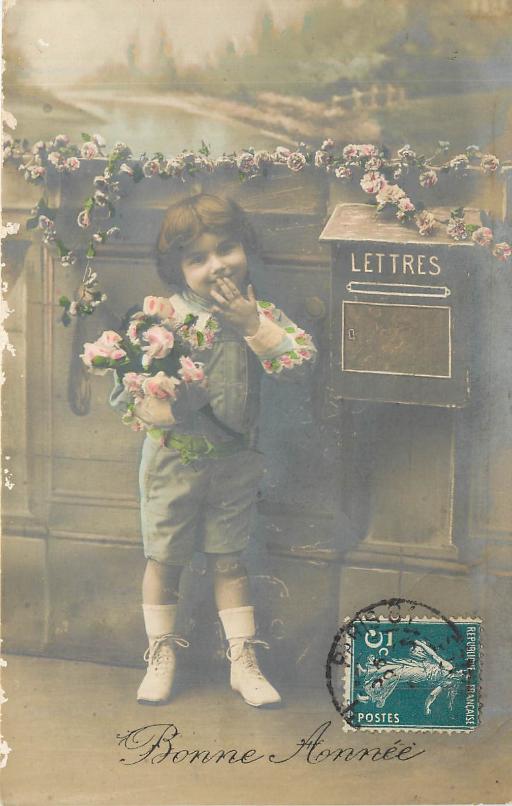 CPA Bonne Annee Enfant Boite aux lettres