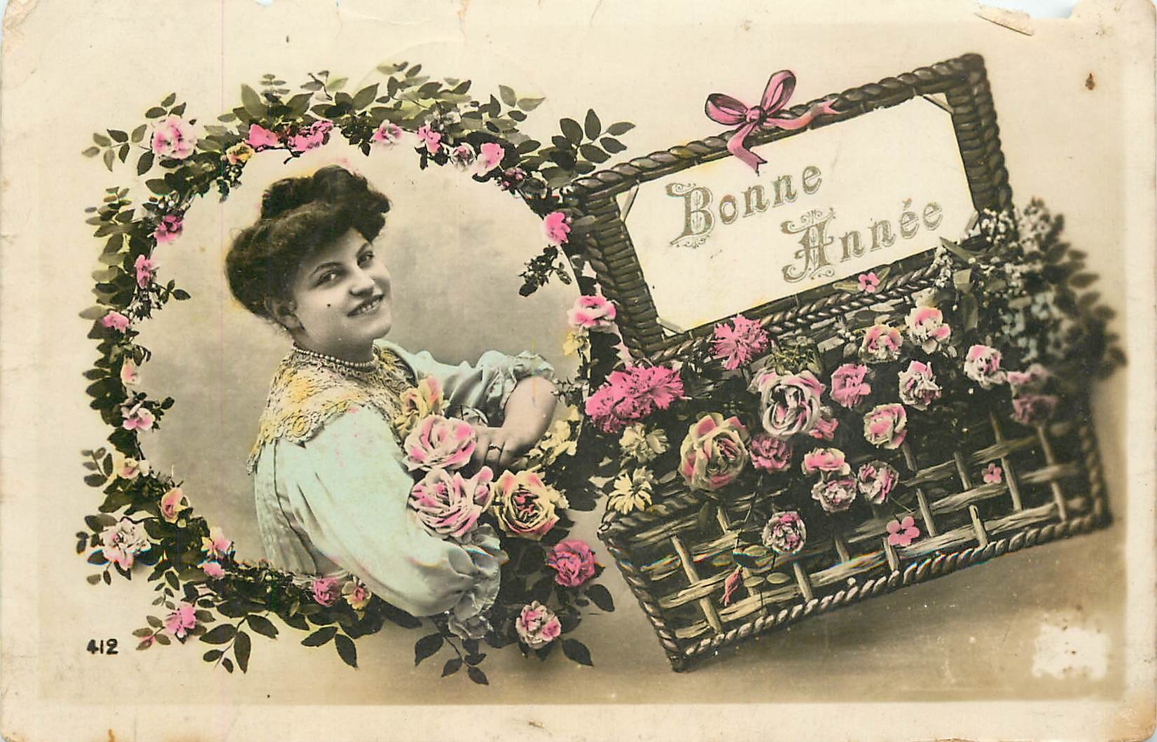 CPA Bonne Annee Femme
