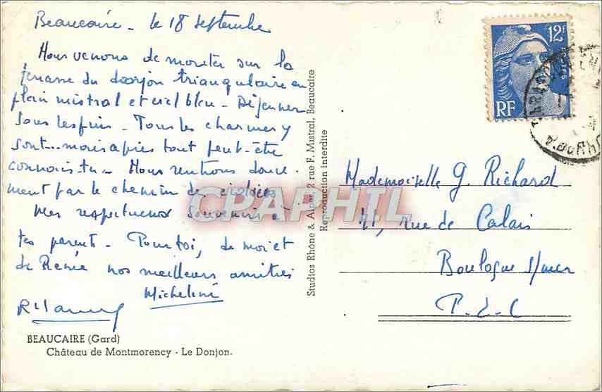 CPA Beaucaire Gard Chateau de Montmorency Le Donjon  — Rückseite