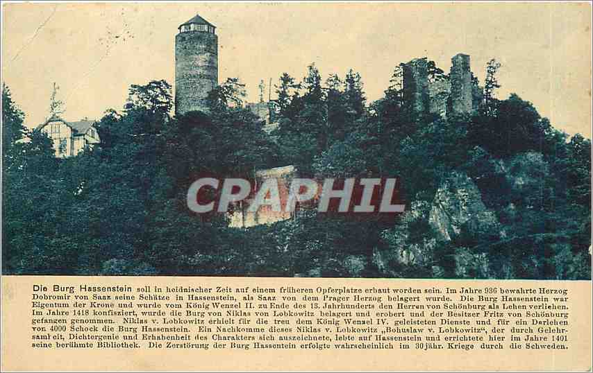 CPA Die Burg Hassenstein soll in Heidnischer Zeit auf einem fruheren Opferplatze erbaut worden sein 