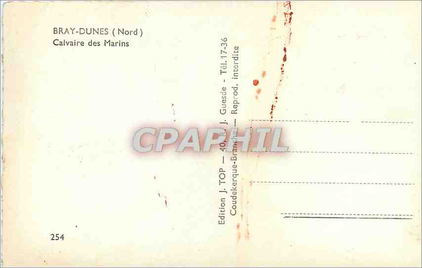 CPM Bray Dunes Nord Calvaire des Marins  — Rückseite