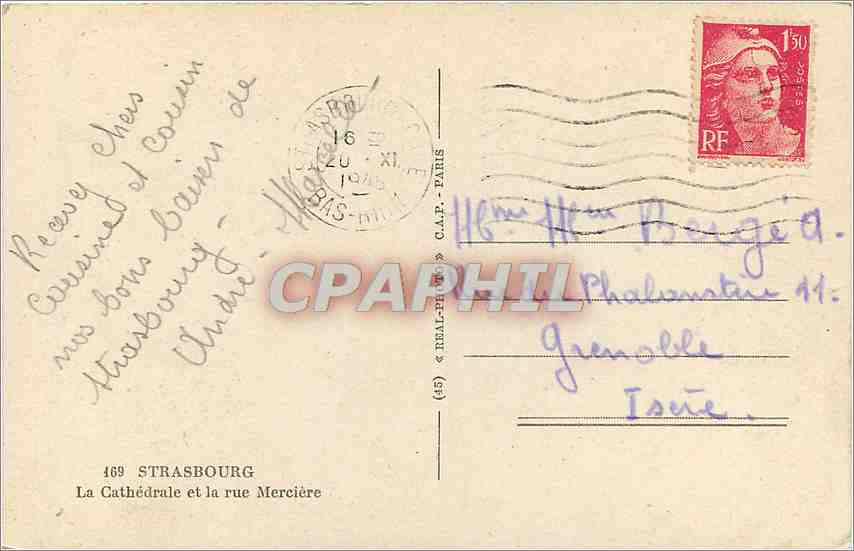 CPA Strasbourg La Cathedrale et la rue Merciere  — Rückseite